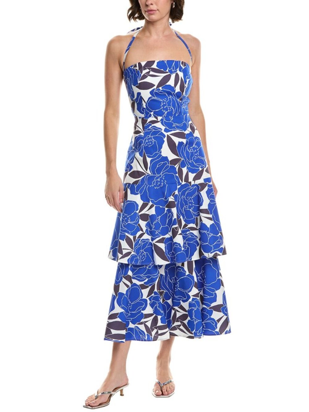 Milly Camellia Floral Poplin Dress size 6 blue